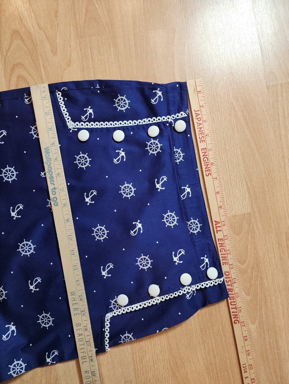 NWT Voodoo Vixen Blue Nautical Midi Pencil Skirt Pockets Anchor Wheel Sailor M